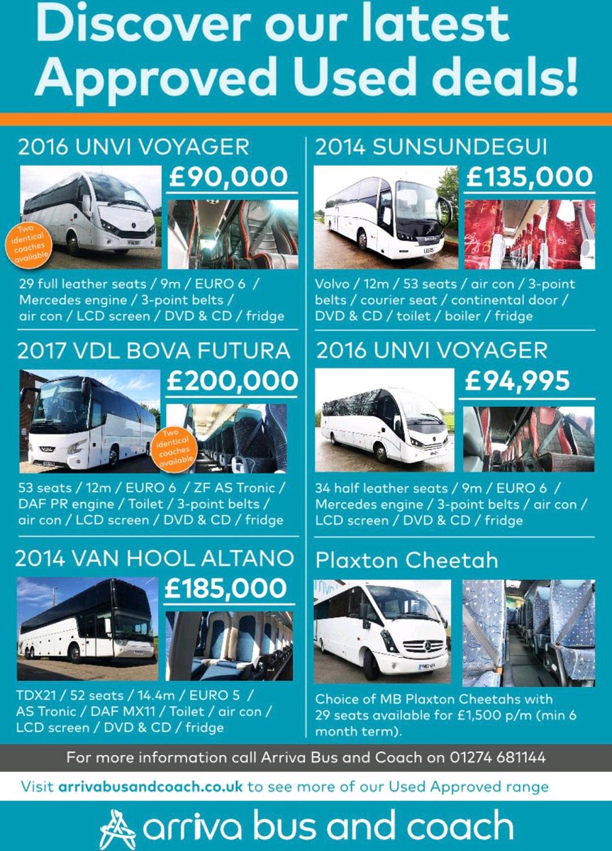#arrivabusandcoach
Looking for an approved used vehicle✔ check out our website to see more of our used Range✔
lnkd.in/dwFeqV4
Any enquiries regarding any of our vehicles or services feel free to get in touch. #midlands #approved #vanhool #Temsa #Newandused #busandcoach