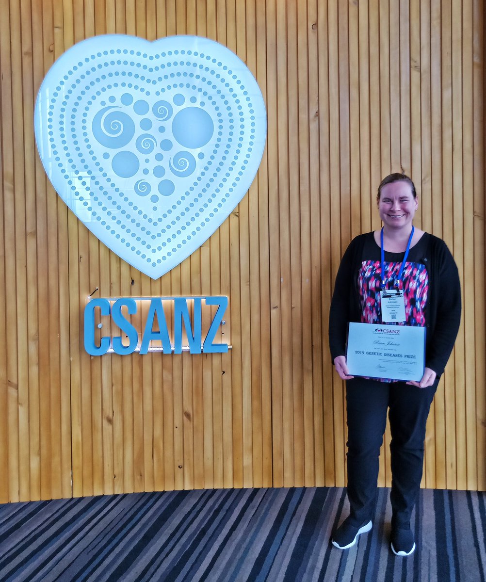 fatkinlab's tweet photo. Congratulations to our Dr. Renee Johnson who has won the Cardiovascular Genetic Disease Prize at #CSANZ19 ! We are so proud of you! @VictorChangInst #geneticcounsellor #heartdisease #DCM #TTNtv https://t.co/7vzPSxJ6Hh