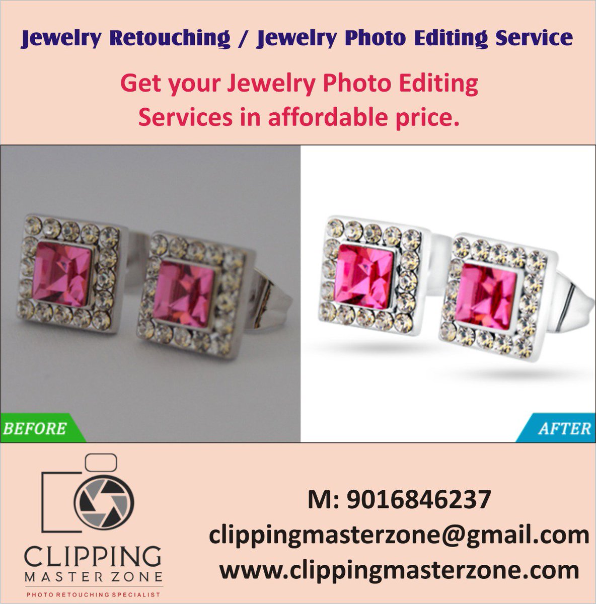 Jewelry retouching services- Best Jewelry photo retouching services for commercial photographer at comfortable pricing .

For more Details: clippingmasterzone.com

Contact : 9016846237

#jewelryretouchingservices #clippingmasterzone #india #USA #UK #canada #Europe #Australia