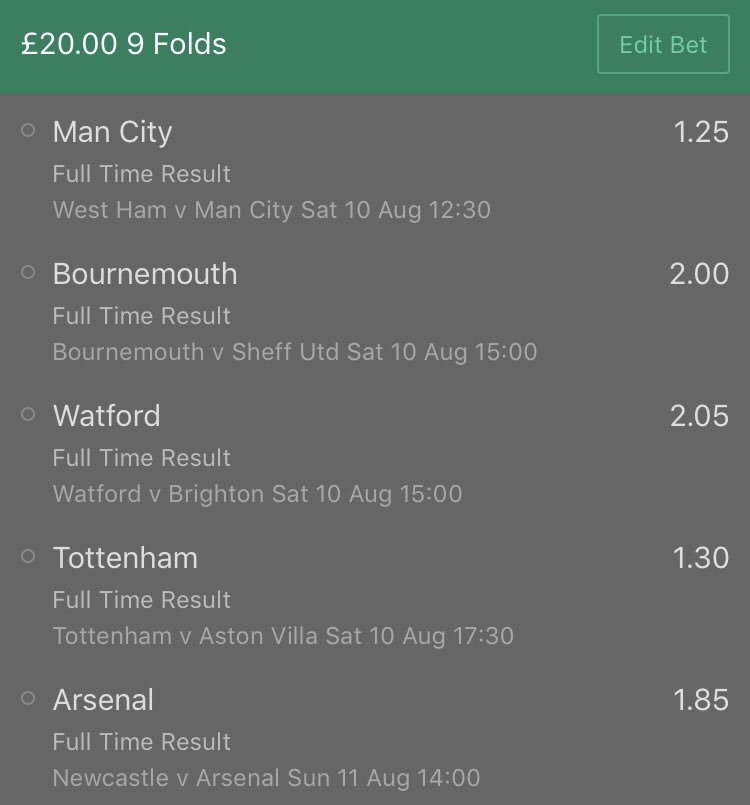 _HonestTipster's tweet photo. PREMIER LEAGUE IS BACK! πβ½οΈ
Check out this accumulator over the weekend covering all the premier league matches! ππ₯
Check it out below, this is massive!
ππ½ππ½ππ½
#premierleague #prem #acca #barclayspremierleague #bet #betting #bettingexpert #tips #tipster #honesttips https://t.co/d39cP48CXb