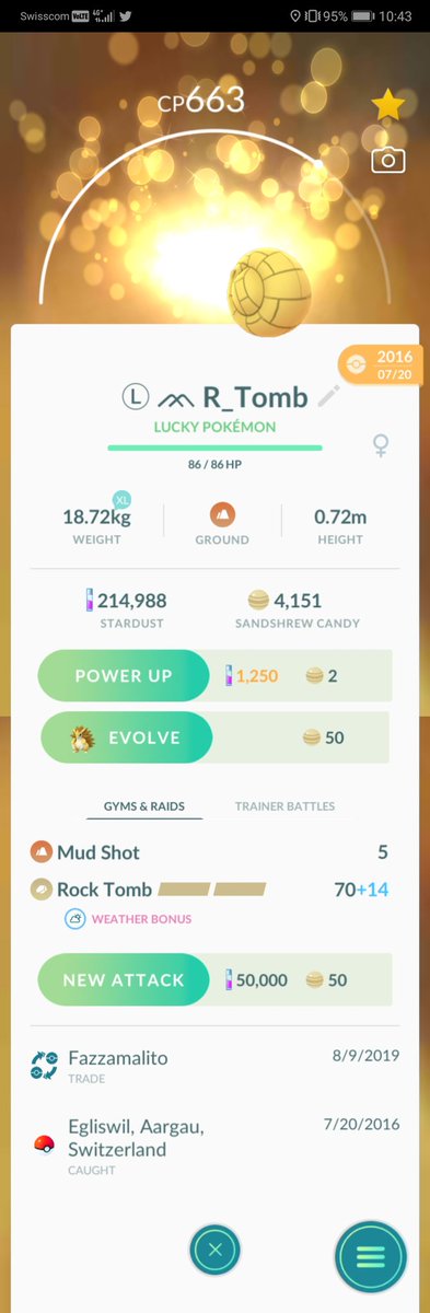 ZzRamonLPzZ's tweet photo. Some new awesome #legacymove #Pokemon! 😍
Thx Sasel1315, Fazzamalito!
#Hypno Shadow Ball
#Pinsir Fury Cutter
#Sandshrew Rock Tomb
#PokemonGO https://t.co/uSkGFD6HM8