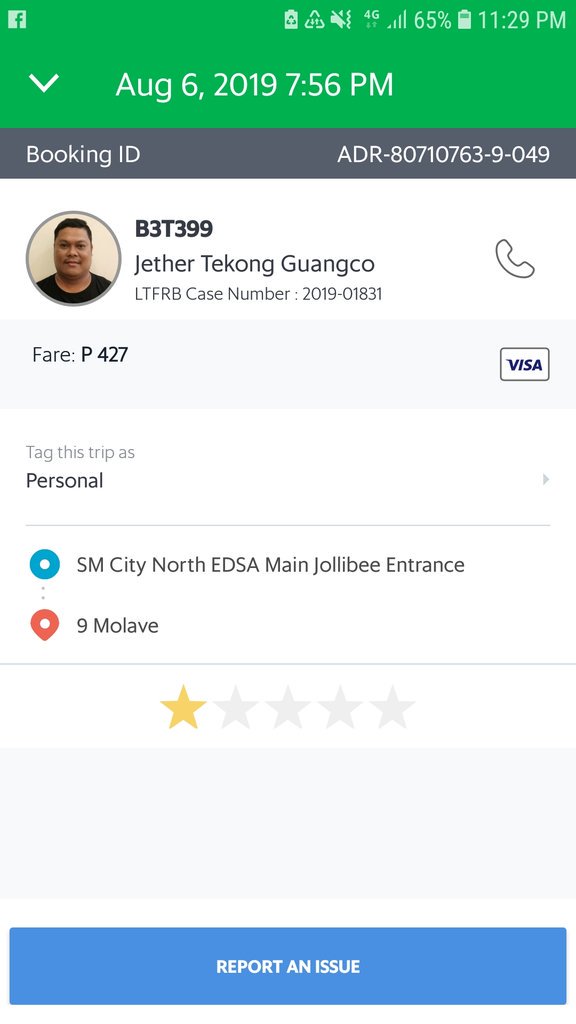 shebumm's tweet photo. @grabph Hi. I'm trying to report a driver but I got no response. This driver got a cash payment from the person I booked for tho the ride was already paid via visa card. His number on his profile is not working. https://t.co/cApLkZgKc3