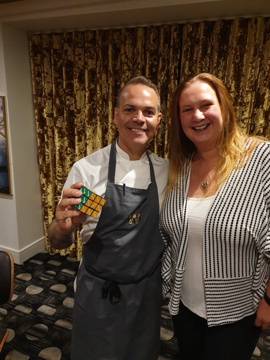 SFENNA's tweet photo. #SolveItFirst @PremexGroup This has to be the Best Place for our team Rubix cube to be.  With MasterChef Winner Simon Wood at Wood Manchester 😃 @ExamWorksIS https://t.co/OpbHwYkGCP