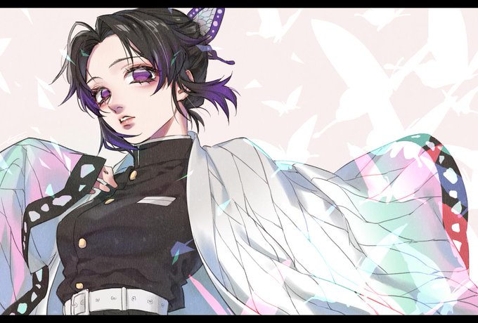 たとと🖇️さんがTwitterに投稿した胡蝶しのぶ(鬼滅の刃)のイラスト。