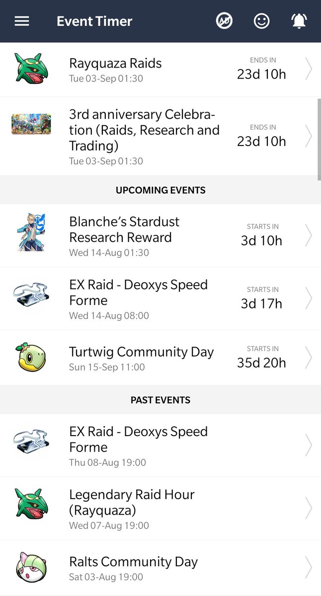 GOFieldGuideApp's tweet photo. @PokemonGoApp Time to Add the Legendary Dog Event in the GO Field Guide Event Timers ⏲️!

Check out Pokemon GO Events, Raid Guides, Moves, Checklist, Shadow Counters and Much more at GO Field Guide 👉 https://t.co/gsgrSOSyju

#PokemonGO #GOFieldGuide https://t.co/P6dUSidRUp