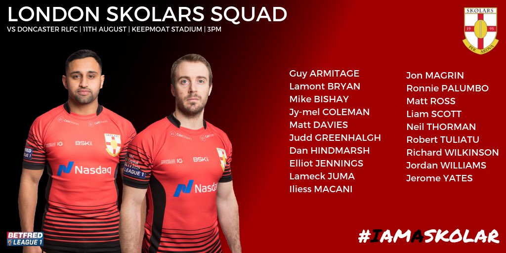 🎓 TEAM NEWS |

Jermaine Coleman has named the 19 man squad for tomorrow's clash against <a href="/Doncaster_RLFC/">Doncaster RLFC</a> 👇

#COYS #IAMASKOLAR