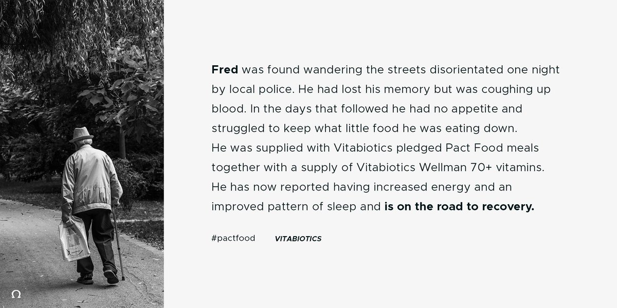 vitabiotics's tweet image. 1 in 6 pensioners live in poverty in Britain today, facing isolation, malnutrition and surging costs in food and utilities. That’s why #Vitabiotics has partnered with #PactFood. We’re funding vital extra meals and providing #Wellman &amp;amp; #Wellwoman 70+. @age_uk @ageuklondon