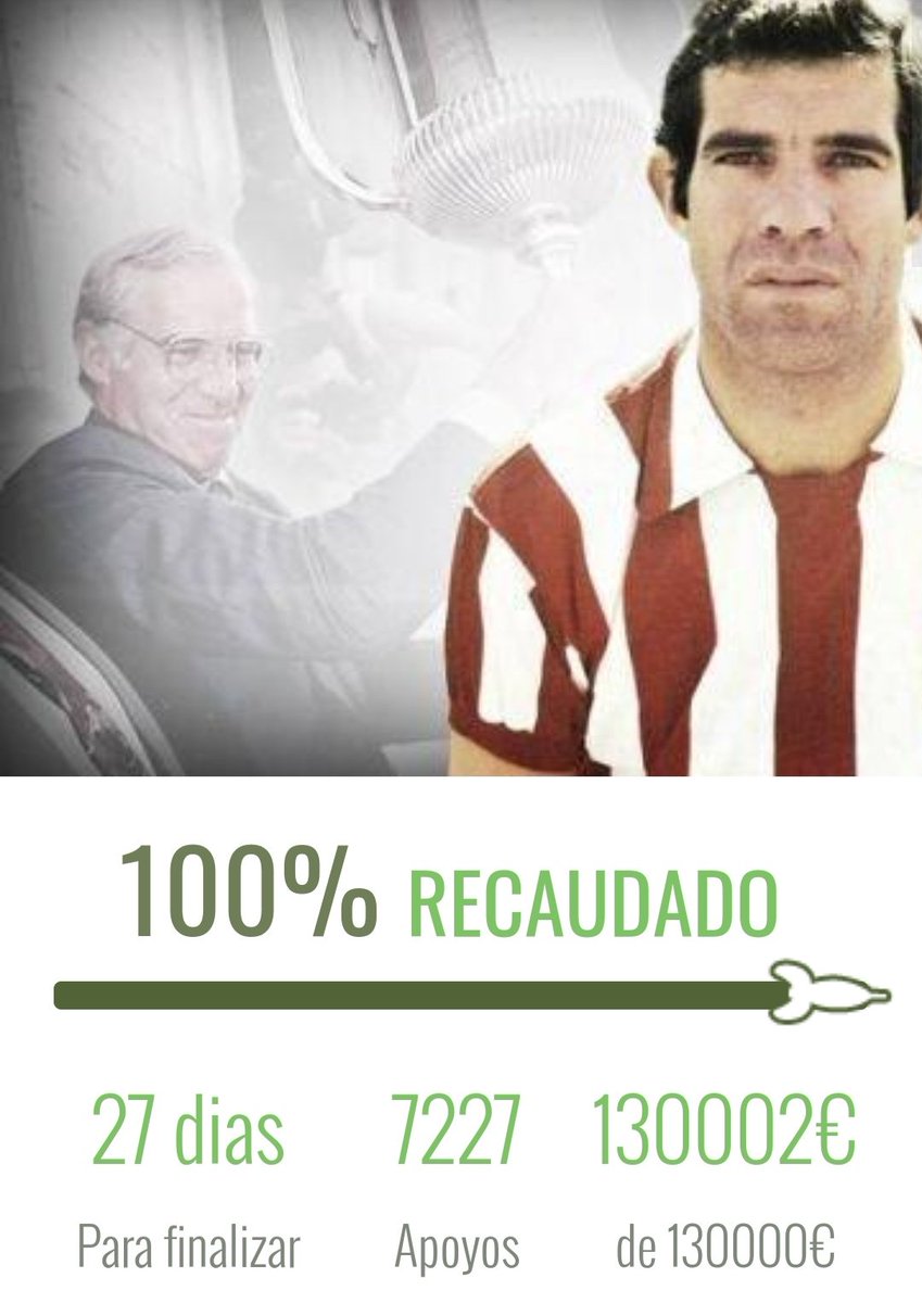 FA82Oficial's tweet photo. 🚨 ¡¡100% completado!! 🚨 
📌 LUIS ARAGONÉS TENDRÁ UNA ESTATUA DE BRONCE EN EL METROPOLITANO GRACIAS AL FRENTE ATLÉTICO, A TODAS LAS PEÑAS Y A MILES DE ATLÉTICOS. 
💟 ¡¡MILLONES DE GRACIAS POR CREER EN LA “OCURRENCIA” DE UNOS PUTOS LOCOS!! 💪🏻💪🏻💪🏻 #LuisAragonesEternaLeyenda https://t.co/sRRdpBAMGg