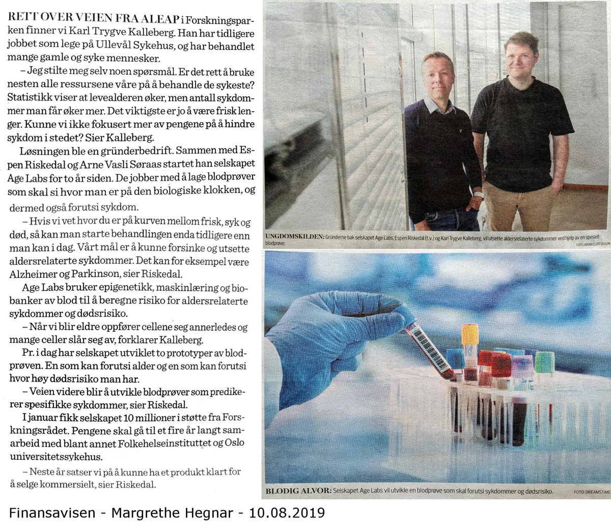 Age Labs (@age_labs) on Twitter photo There is a growing number of Norwegian health startups and <a href="/Finansavisen/">Finansavisen</a> has written about it in today's edition. I've snipped out the part about Age Labs. There is a growing number of Norwegian health startups and <a href="/Finansavisen/">Finansavisen</a> has written about it in today's edition. I've snipped out the part about Age Labs.