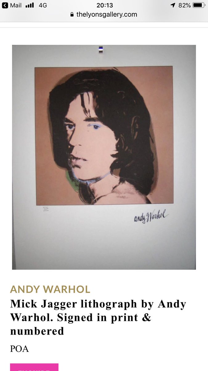 damienmartyn's tweet photo. What an amazing piece @DarrynLyons @MickJagger #AndyWarhol #LyonsGallery #artinvestment #art https://t.co/a3iBUW0Z8W
