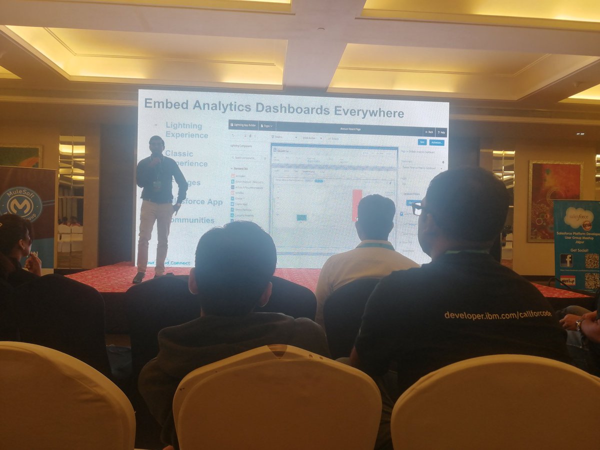 suniljoshi0074's tweet photo. Mohit is explaining the analytics dashboard from #JCC19 @FexleServices #Salesforce #SalesforceOhana https://t.co/no2B0xBldc