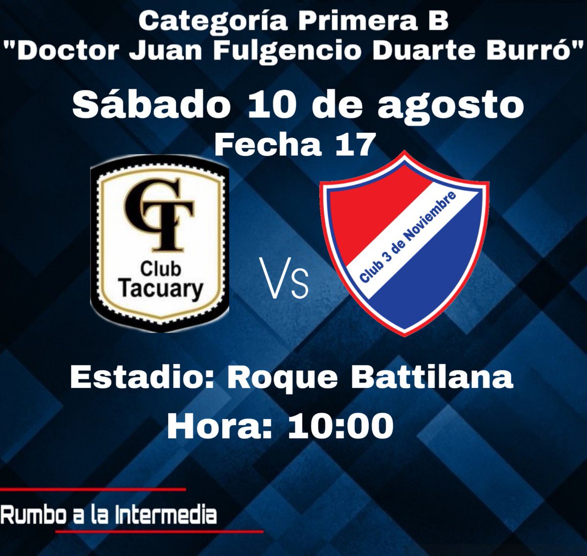 Hoy culminaremos la primera rueda con el encuentro ante Tacuary FBC en el estadio Roque Battilana del Club Dpvo Recoleta.
Esperamos la presencia de la hinchada del Tricolor en las gradas, unidos somos más fuertes 💪
#VamosTrico 🔴⚪🔵