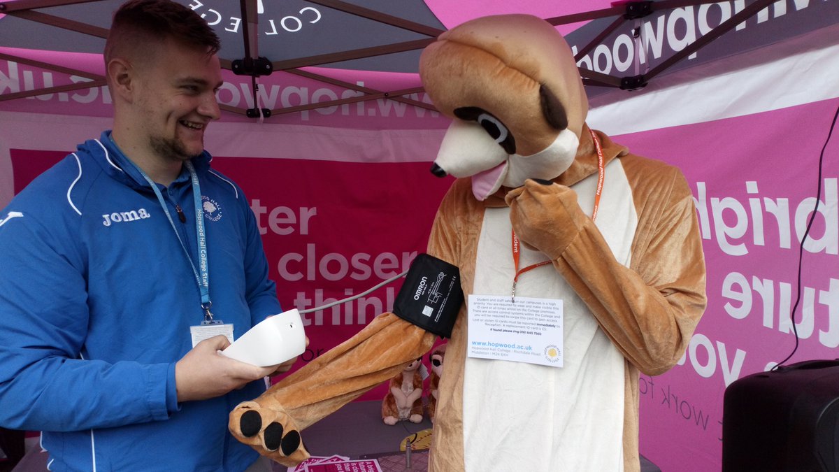 hopwoodhall's tweet photo. Meerkat prizes ✅
Careers related fancy dress ✅
Health Checks from our @HopwoodArena ✅
Budding young artists chalking up half of Rochdale 
✅

Come and say hi at the #FeelGoodFest19 Family Zone ✋ https://t.co/MoCXtPWM5r