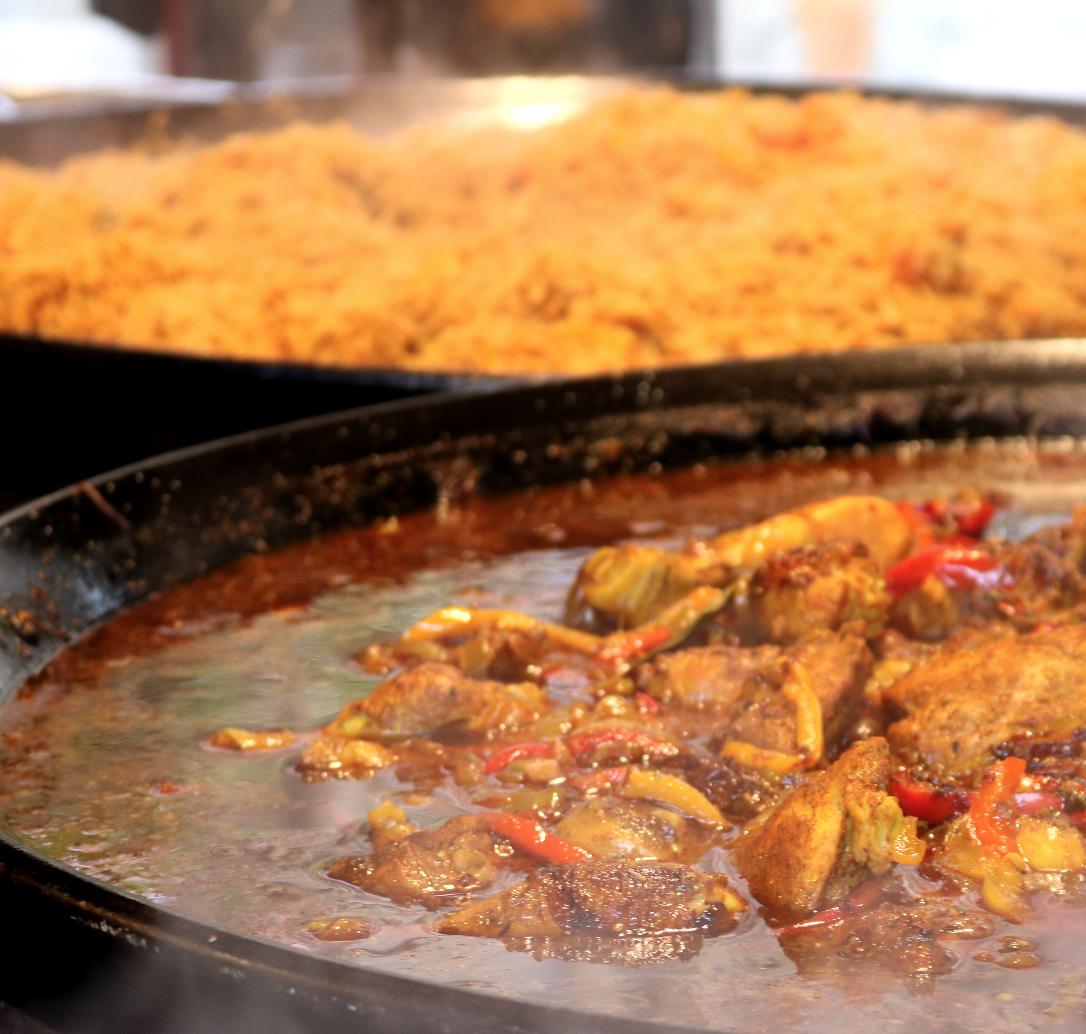 #Curry in the front, mound of #Jamaican #rice in the back! Give us a couple of hours and this will all be gone. Come quick to avoid disappointment.