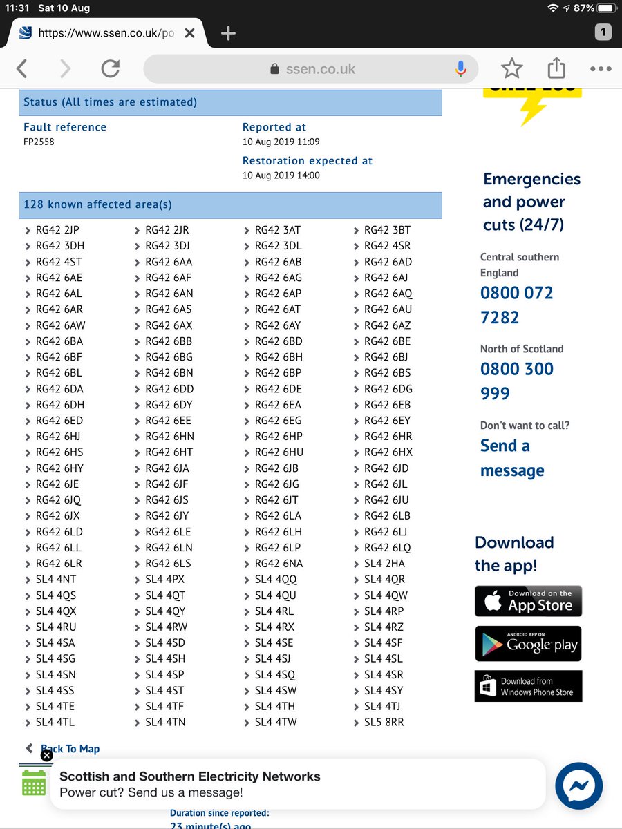 news_rdg's tweet image. Updated information as of 11.49 10/08/2019 #Powercuts for RG POSTCODE and some SL AREAS #RG42 #RG27 please see pictures for more information #RDGUK #bracknell #hook keep update during today on power cuts within this area