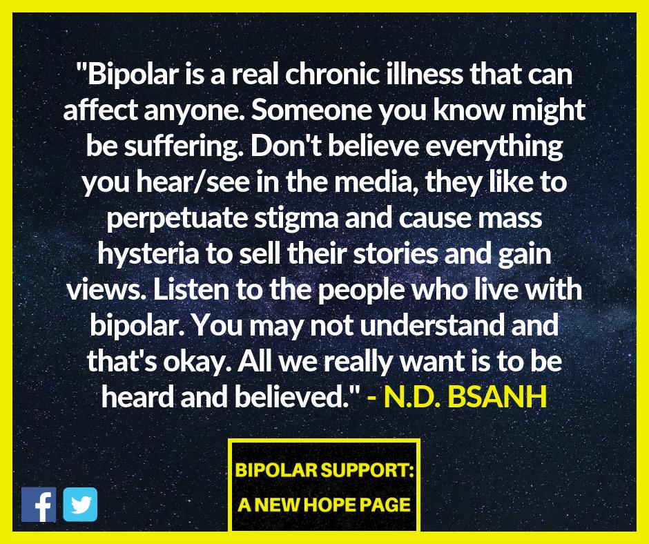 BipolarSANH's tweet photo. Bipolar is real

#bipolardisorder #Bipolar #BipolarAwareness #ManicDepression #Bipolar1 #Bipolar2 #Cyclothymia #CyclothymicDisorder #BP1 #BP2 #BipolarType1 #BipolarType2 #BPNOS #mentalhealth #mentalillness #Mania #depression #anxiety #MixedEpisode 
@BipolarSANH https://t.co/Z1kaCOnyVo