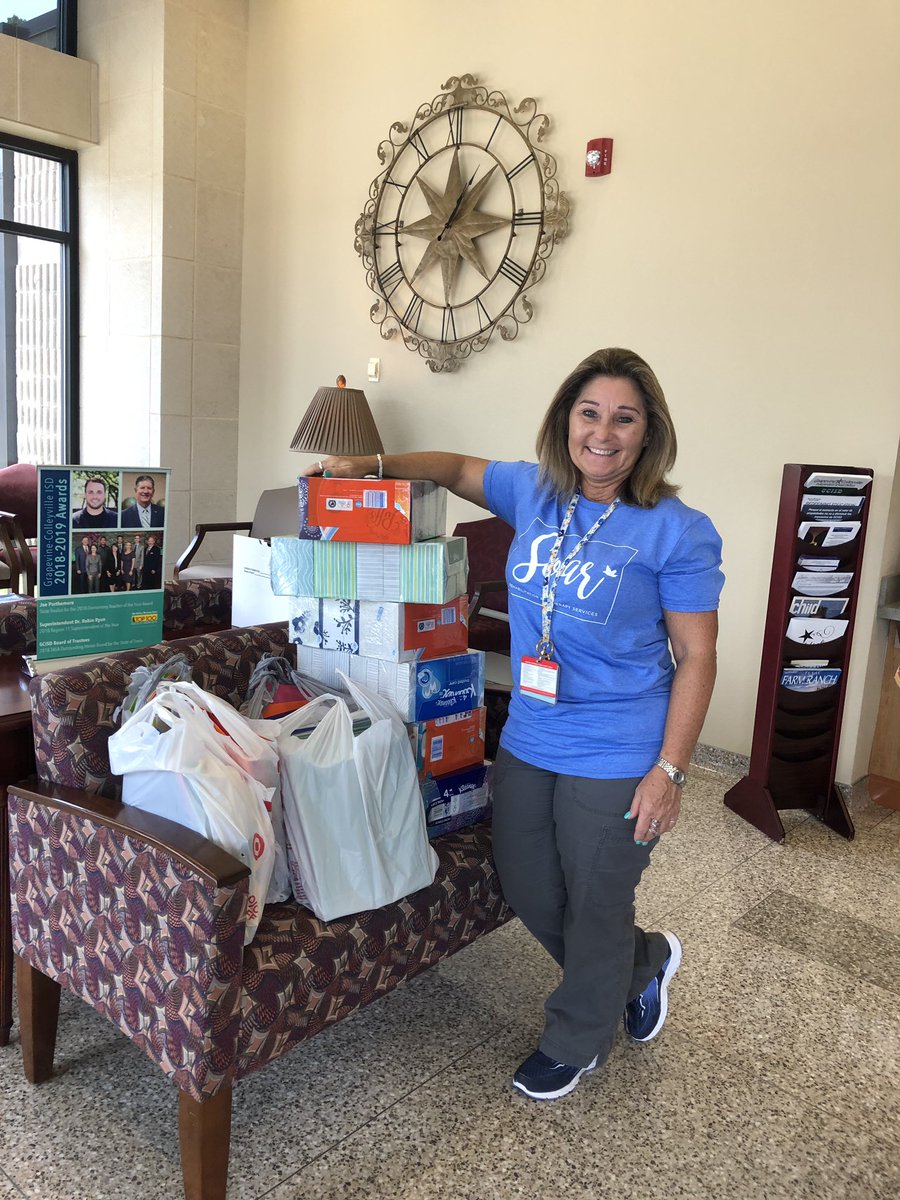 EmberlyHill's tweet photo. @GCISDCounselors Thank you Cook Children’s Grapevine for your generous donation of supplies for our annual Back to School Fair.  @GCISD @CONNECTgcisd https://t.co/UumvTDR8Y8