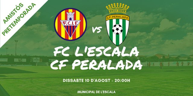 CFPeralada's tweet photo. 📌⚽️ Us recordem que aquest vespre tenim un nou partit amistós de pretemporada contra el @FCLESCALA al Municipal Nou de Miramar de l’Escala. A les 20h comença!!! 💪🏼💪🏼💪🏼 #somperalada 💚⚪️ https://t.co/Dpyxi5rsAl