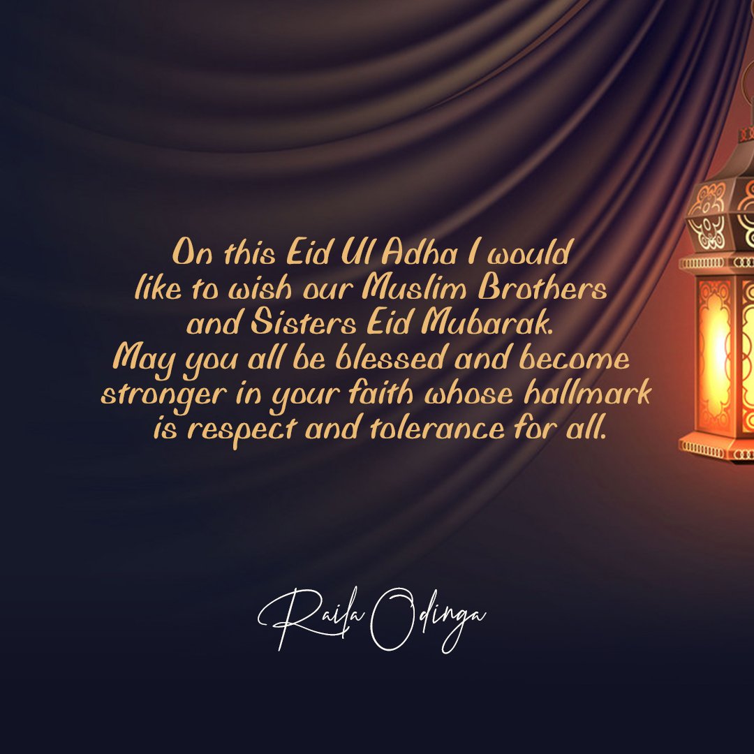 On this #EidAlAdha  I would like to wish our Muslim Brothers and Sisters #EidMubarak. May you all be blessed and become stronger in your faith whose hallmark is respect and tolerance for all.