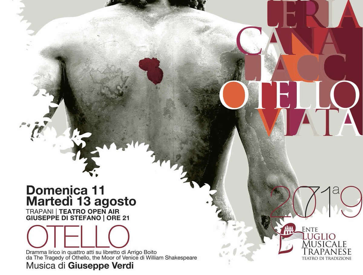 Classica HD (@classicahd) on Twitter photo Per il <a href="/LuglioMusicale/">Luglio Musicale</a> Trapanese, in scena, al Teatro open air “Giuseppe Di Stefano”, a Trapani, #Otello di #Verdi. Domenica 11 agosto alle ore 21.00 (in replica martedì 13 agosto).
Con <a href="/KristianBenedi3/">Kristian Benedikt</a> <a href="/FrancescaSassu/">Francesca Sassu</a>, #AngeloVeccia.
Info: lugliomusicaletrapanese.it. Per il <a href="/LuglioMusicale/">Luglio Musicale</a> Trapanese, in scena, al Teatro open air “Giuseppe Di Stefano”, a Trapani, #Otello di #Verdi. Domenica 11 agosto alle ore 21.00 (in replica martedì 13 agosto).
Con <a href="/KristianBenedi3/">Kristian Benedikt</a> <a href="/FrancescaSassu/">Francesca Sassu</a>, #AngeloVeccia.
Info: lugliomusicaletrapanese.it.