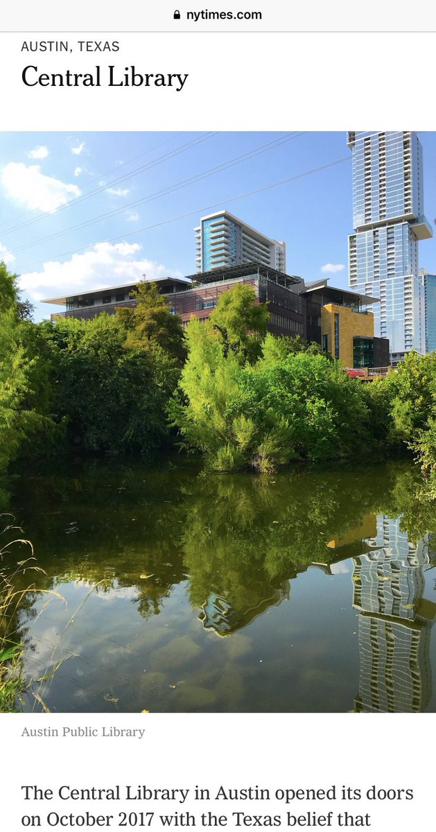 AustinPublicLib's tweet photo. The #AustinCentralLibrary is a world-class tourist attraction. Check out this article in the New York Times that highlights our library alongside libraries in Finland, Canada, and Qatar ➡️ https://t.co/K13WtFdLto https://t.co/GS8iGL6oim