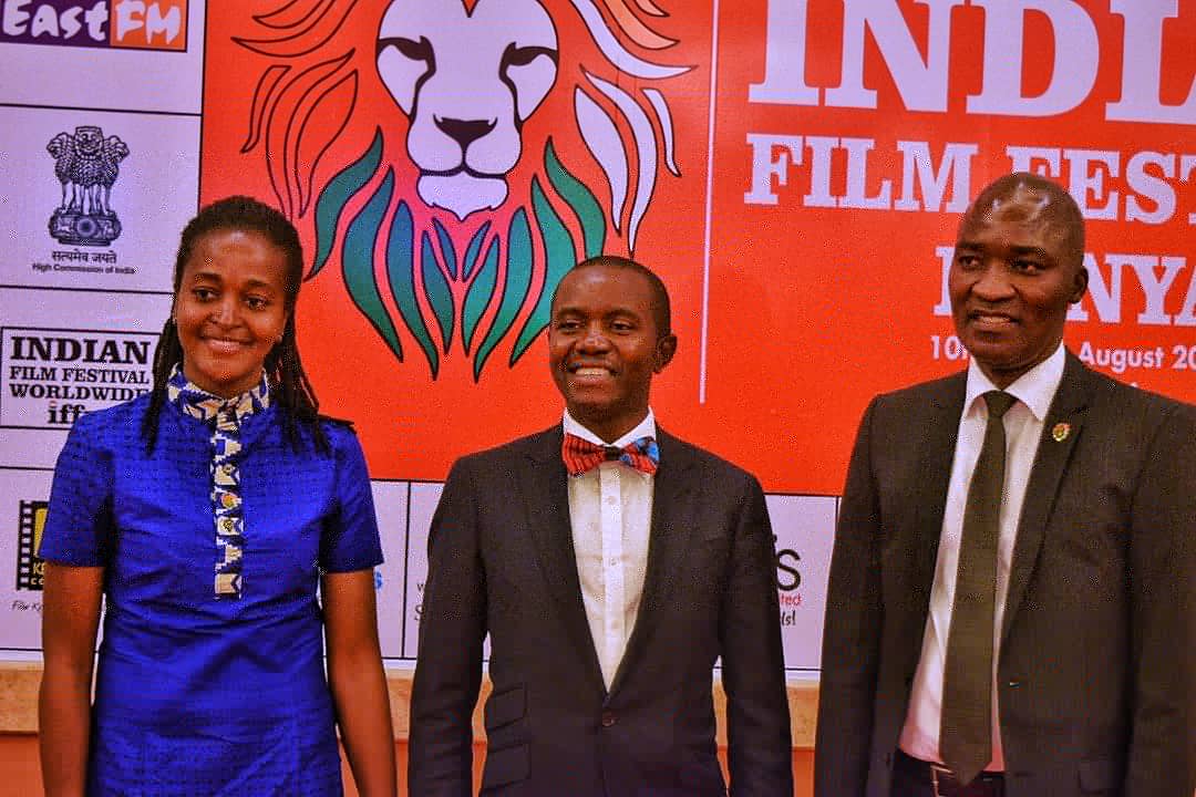 Our chief guest tonight the Cabinet Secretary for ministry of ICT, E.G.H Joe Mucheru and Timothy Owase CEO  @kenyafilmcommission 
#experiencehaandi #IndianFilmFestivalKe