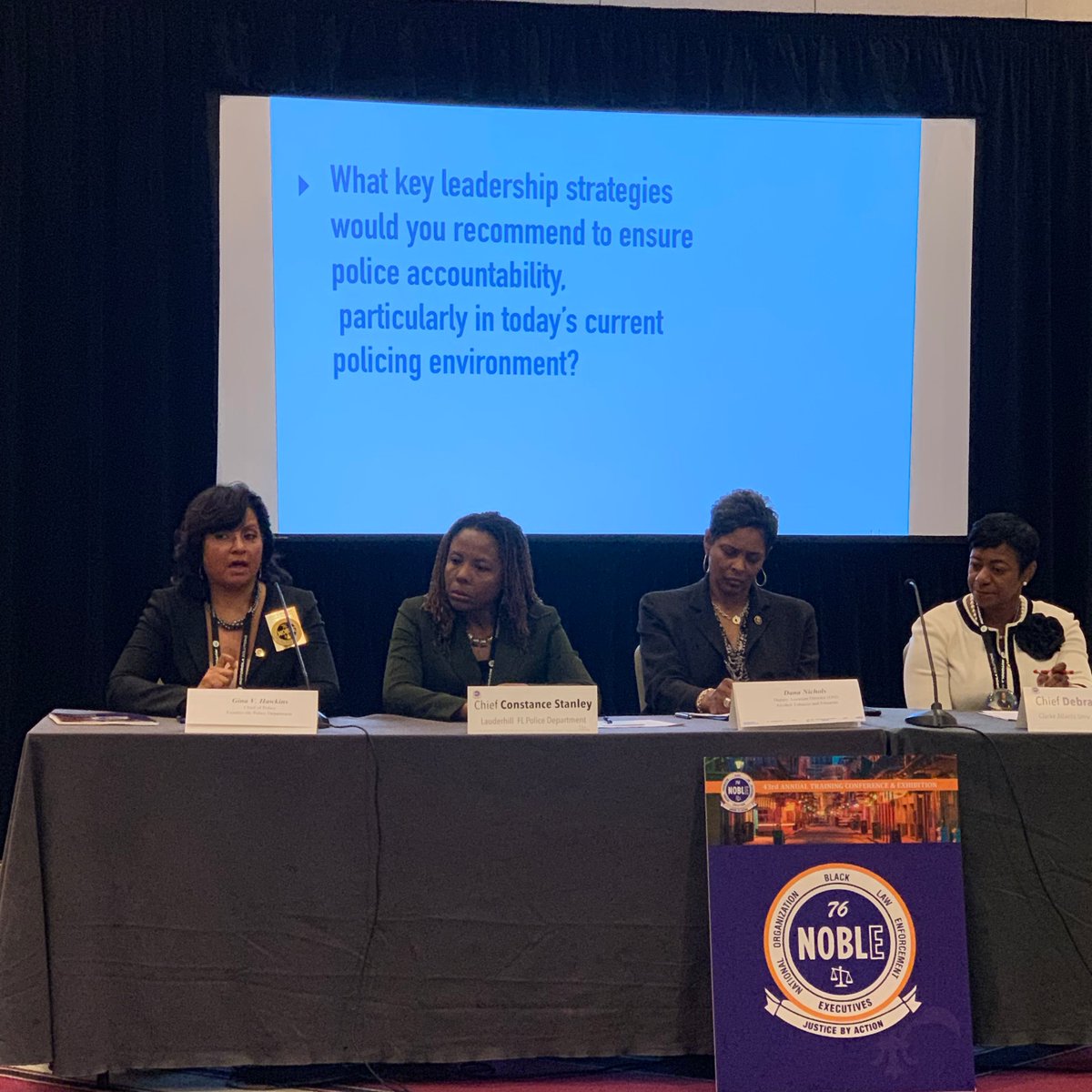 "It’s important to have that trust and have people know that they can submit a complaint, and it will be taken seriously." - Chief Gina Hawkins of <a href="/FayettevillePD/">Fayetteville Police</a> on achieving accountability in law enforcement at #NOBLE2019