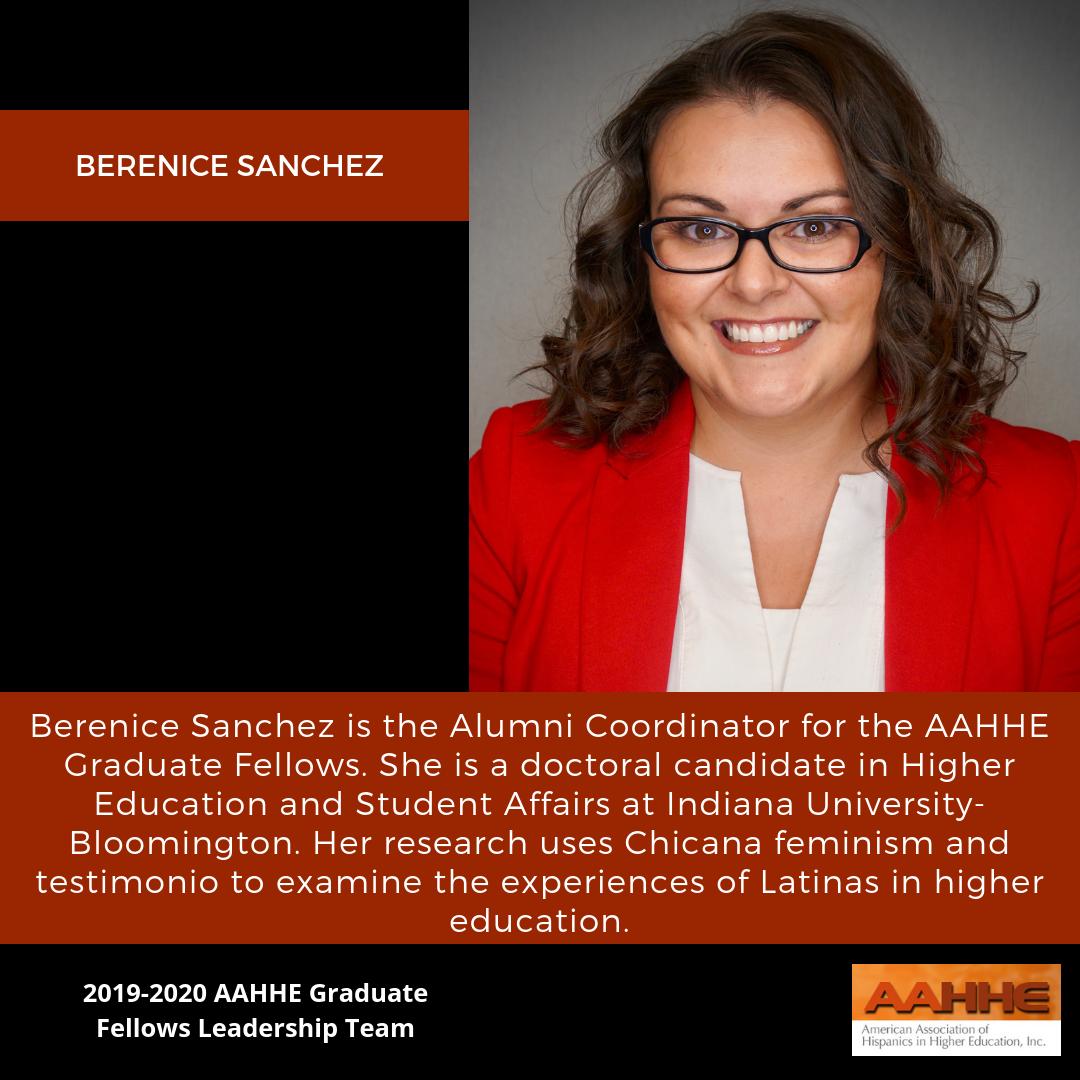 AAHHEorg's tweet photo. Introducing our 2019-2020 AAHHE Graduate Fellows Alumni Coordinator: Berenice Sanchez, a doctoral candidate at Indiana University-Bloomington. Join the AAHHE Graduate Fellows by applying here: https://t.co/HLuZypLCKo https://t.co/Gh8sPNx0lL