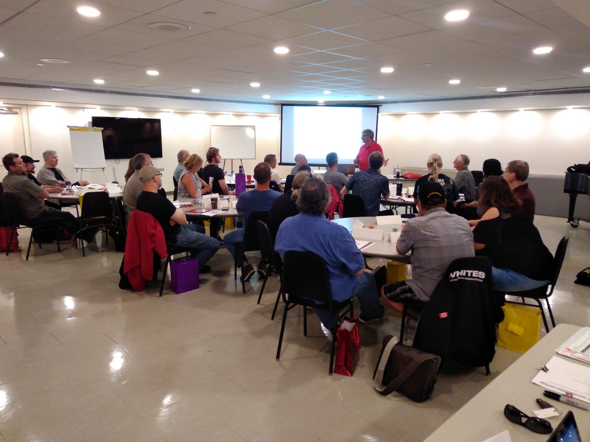 JohnMorganLewis's tweet photo. Another full class for the Train the Trainer course put on by the #iatsettf hosted by @iatse58 @IATSECANADA https://t.co/9RX5MgWcN5
