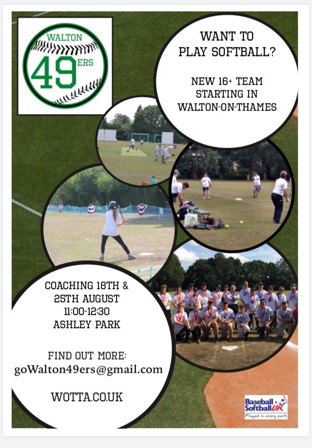 Just a month after our event and a Softball team has been created for the town! Read here about 1st coaching sessions &amp; sign up to join wotta.co.uk/walton-49ers.h… <a href="/PRWotta/">WoTTA</a>  <a href="/bsuk/">BaseballSoftball𝙐𝙆</a>  <a href="/MikeReadUK/">Mike Read</a> <a href="/WOTcricket/">Walton-on-Thames CC</a>  <a href="/WoTCricketPens/">@WoTCricketPens</a> <a href="/WoTParish/">Walton Parish</a> <a href="/WOIWoThames/">WOIWaltonOnThames</a> @mlblondonseries #softballscominghome