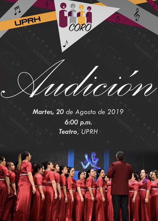 corouprh's tweet photo. ‼️AUDICIONES ‼️
Martes, 20 de agosto
¡Forma parte de nuestro coro! https://t.co/gp3IV5bVWs