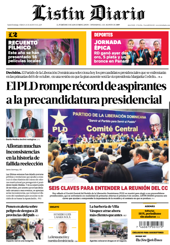 ListinDiario's tweet photo. Compartimos la portada de nuestro periódico impreso este sábado 10 de agosto #ListínDiario https://t.co/8wHIvutiND