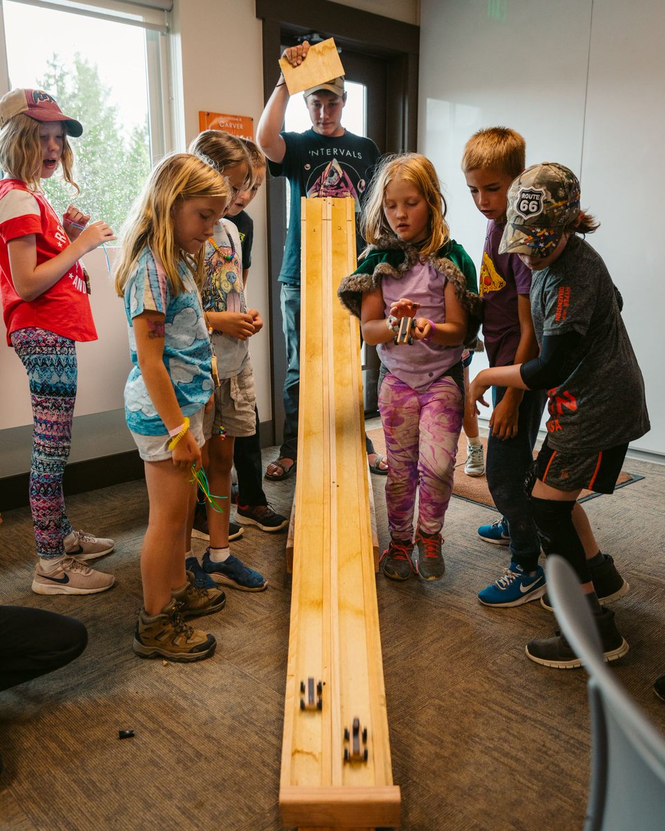KScienceSchool's tweet image. STEM week means engineering musical chairs! Our Day Campers spent Thursday rotating through engineering stations attempting to build roller coasters, catapults and pine box cars. Special thanks to Climax Molybdenum for sponsoring all things STEM this week!