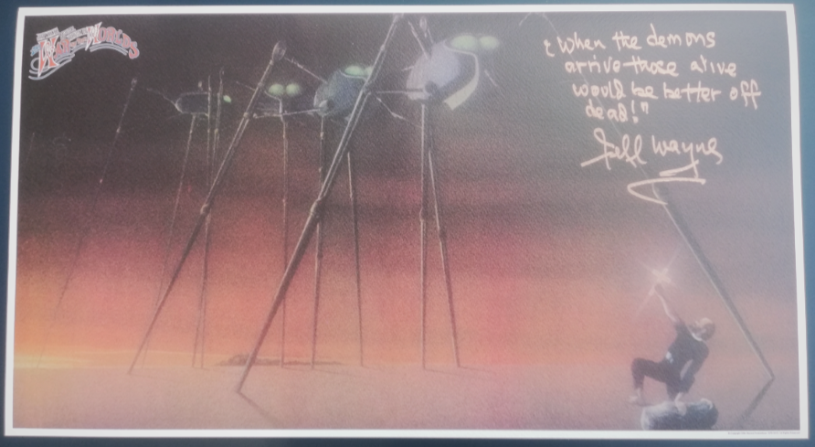 TWOTWexperience's tweet photo. Attention Earthlings! 🌍

It's #competition time...

We’re giving away this ‘Parson Nathaniel’ artwork from Jeff Wayne’s Musical Version of The War of The Worlds, signed by Jeff himself. 

To win, tag the friend you’d survive the Martian invasion with below…

T&amp;C’s apply 👽 https://t.co/gLENtaNvEx