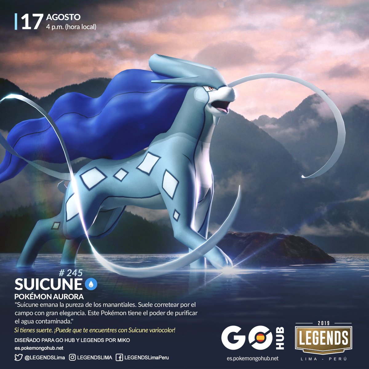 PokemonGOHubES's tweet photo. DÍA DE INCURSIÓN DE SUICUNE.

Entrenadores, el 17 de agosto a las 16:00 de la tarde (hora local) Suicune aparecerá en incursiones con mayor frecuencia.

Si tienes suerte podrás encontrarlo también en su versión Variocolor. https://t.co/eavQK1zND5