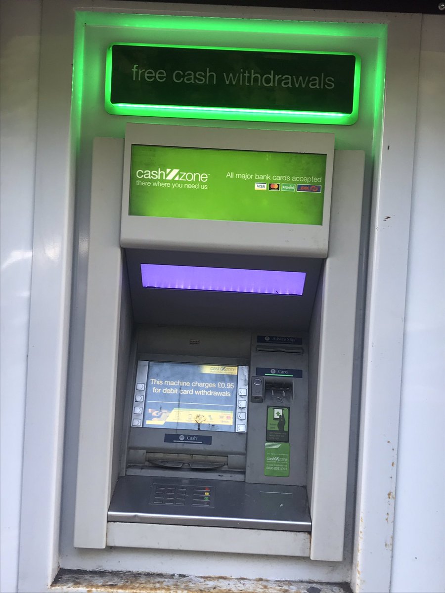 2Mitch5's tweet photo. Since when was Β£0.95 Free cash withdrawals π#falseadvertisement #cashzone #atm #freewithdrawal https://t.co/ToSgZM8mEp