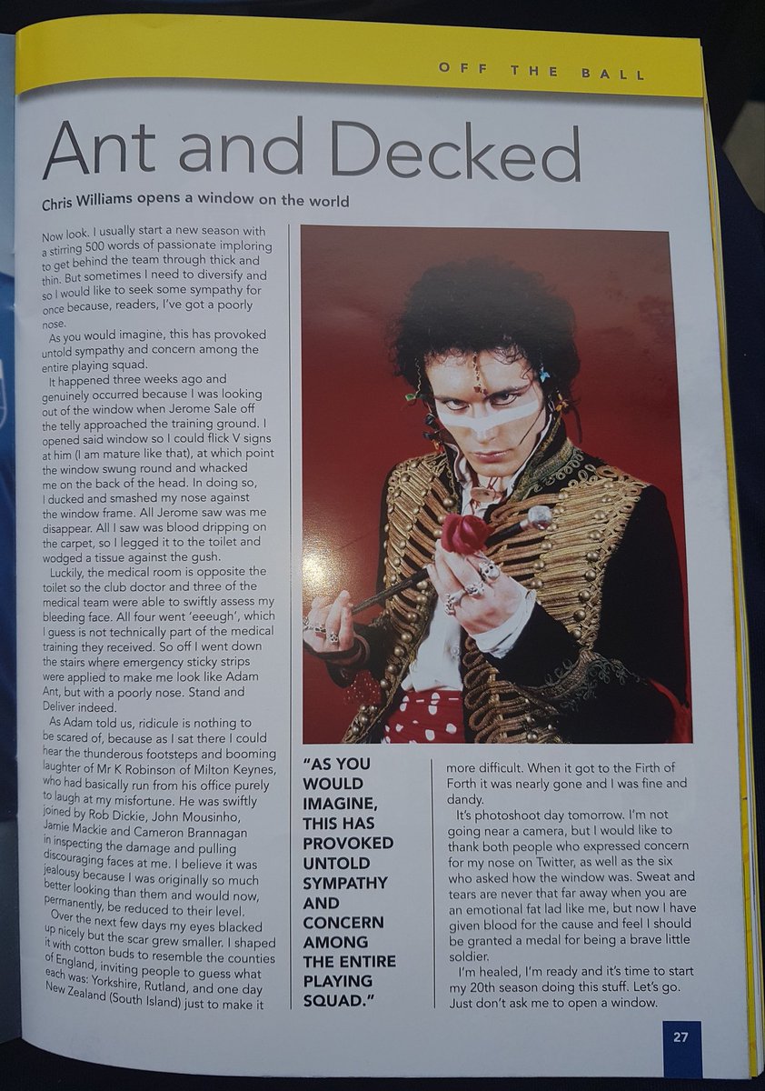 back2best's tweet photo. Great work by @Chris_Williams_ to include a treat for us older staff in todays @OUFCOfficial match day programme with a nice pic of @adamaofficial and some very clever wording (someone's done their homework!)
#adamant #am4sp #antmusic #oufc #oxfordutd https://t.co/2IMme6gWPB