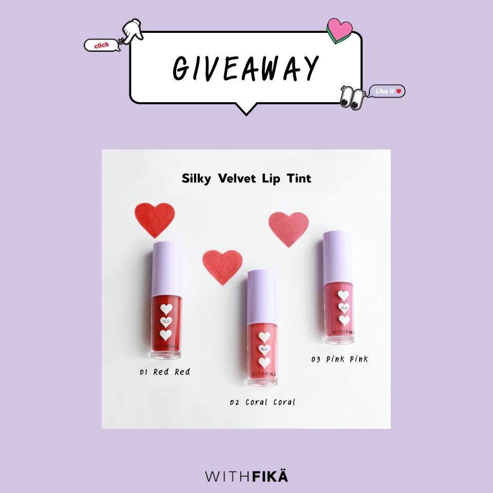 WITHFIKA_TH's tweet photo. 🙌WITHFIKA มีกิจกรรมดีๆอีกแล้วจ้า!!🙌
สาวกลิปสติก💄ห้ามพลาด! ลุ้นรับ silky velvet lip tint💋 ลิปทินท์เนื้อกำมะหยี่ สีสวย ติดทนไปใช้กันฟรี! กติกาเพียง RT+FL เท่านั้น‼️

ประกาศ 15/08/62

#WITHFIKA #daiso #daisokorea #ไดโซะ #ไดโซะเกาหลี #koreanbeauty #คสอเกาหลี #howtoperfect #แจกฟรี https://t.co/mlmafjnbhs