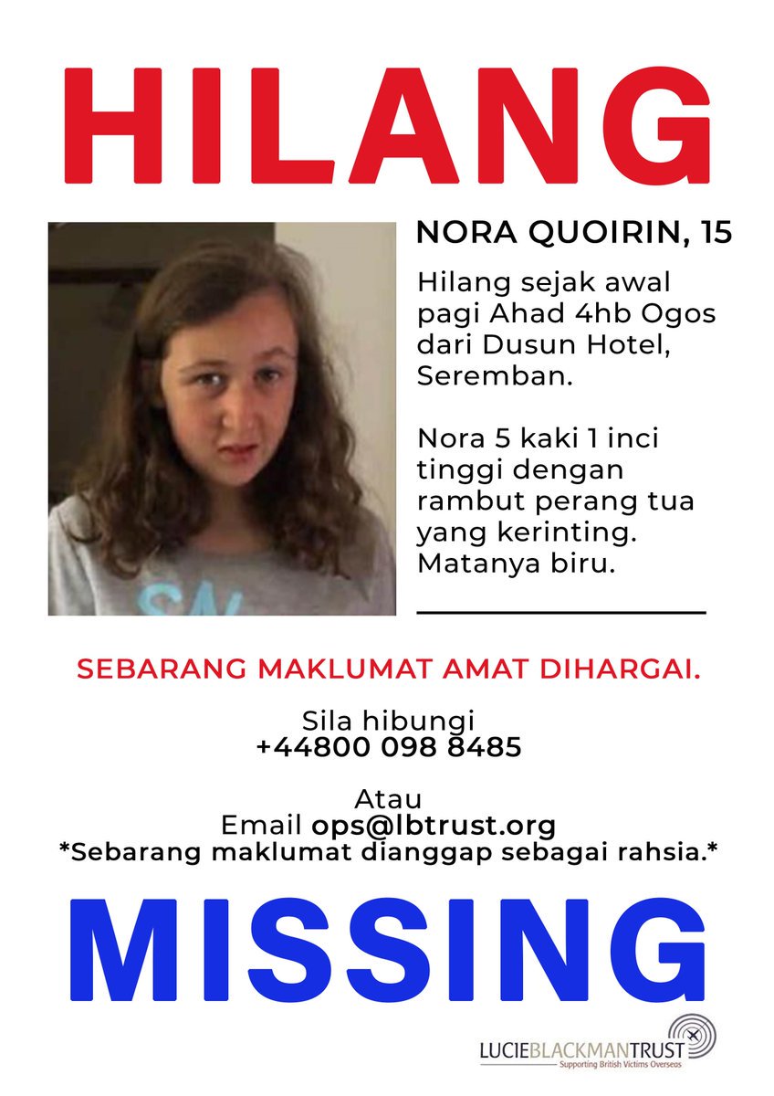 nowayjomo's tweet photo. @windowseatprfrd #Missing #Hilang #Malaysia
sebarang maklumat amat dihargai
#FF @findingnoraq #FindNoraTranslate RT https://t.co/Ka7rcwJGst