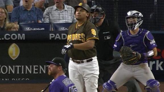 CanuckBBPlus's tweet photo. Big night for Canadian @Padres rookies: #CalQuantrill (Port Hope, ON) pitched 7 scoreless, striking out 5, and earning his 5th win of the season. #JoshNaylor (Mississauga, ON) hit a 3-run, 8th inning, pinch-hit home run, his 5th of the season. San Diego beat the @Rockies 7-1. https://t.co/9mEdgMXxdt