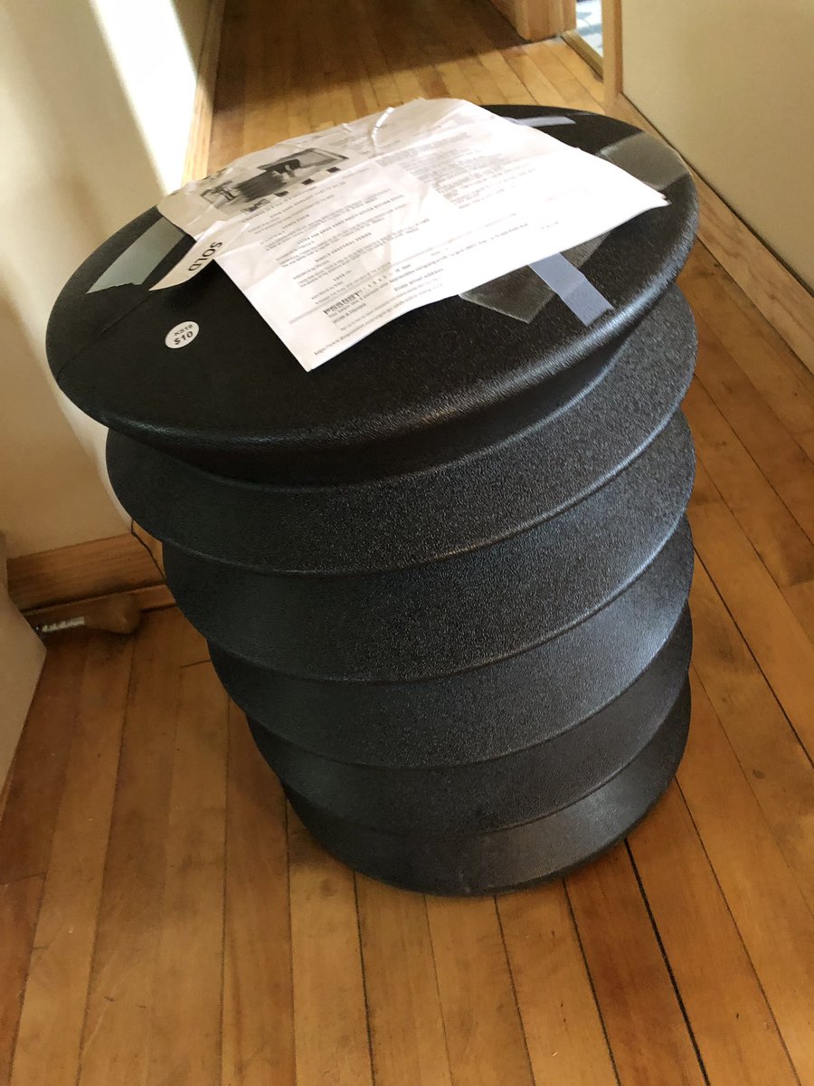 pgervia's tweet photo. New #flexibleseating #ergostool at home #garagesale find perfect height for my desk or #craft table as long as  @AGerv88 doesn’t get his hands on it #wellness https://t.co/9DYVhWXhJJ