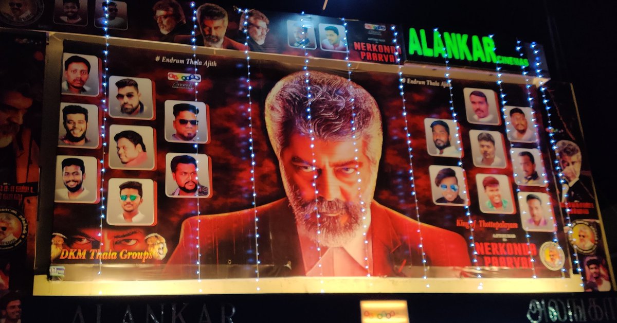 AlankarCinemas's tweet photo. Now showing...🤵##NERKONDA PAARVAI##
* THALA Ajith* in his role as a retired lawyer who is helping clear the names of three young women after they are implicated in a crime.
Genre: Crime / Thriller.
Cast: Ajith Kumar, Shraddha Srinath, Vidya Balan
Director: H. Vinoth https://t.co/9qZwBxLLB7