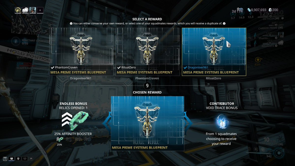 arikirino's tweet photo. @Doze_Tree @ctrlkun Which is why I never rad any relics. I'd go Flawless and somehow get the rarest Prime part. I think I've posted that on Reddit before.
Me and 2 friends went with Mesa Prime bp relics (all Flawless). Wasn't really expecting it, but all of us HAD THE SAME DROP. #goflawless https://t.co/suNJoDJGqY