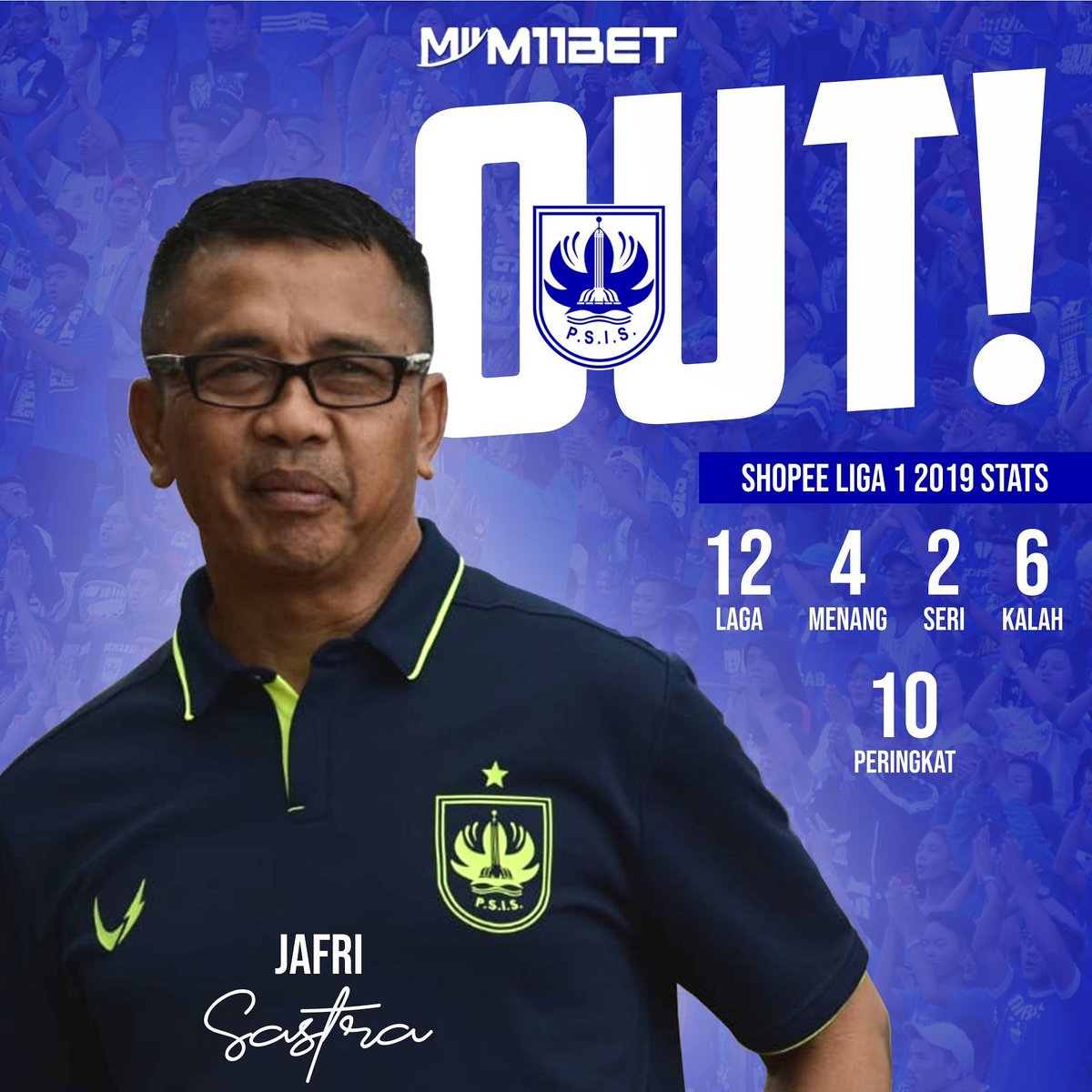 M11bet1's tweet photo. Tiga kali kalah beruntun, im #PSIS harus mengucapkan perpisahan pada pelatih #Jafri #Sastra 😞👋

#m11bet #m11bola #beritabola #semarang #liga1 #liga1shopee #shopee #shopeeliga1 #ligaindonesia #indonesia #bola #bolaindo #bolaindonesia https://t.co/FTkzgkwi4y