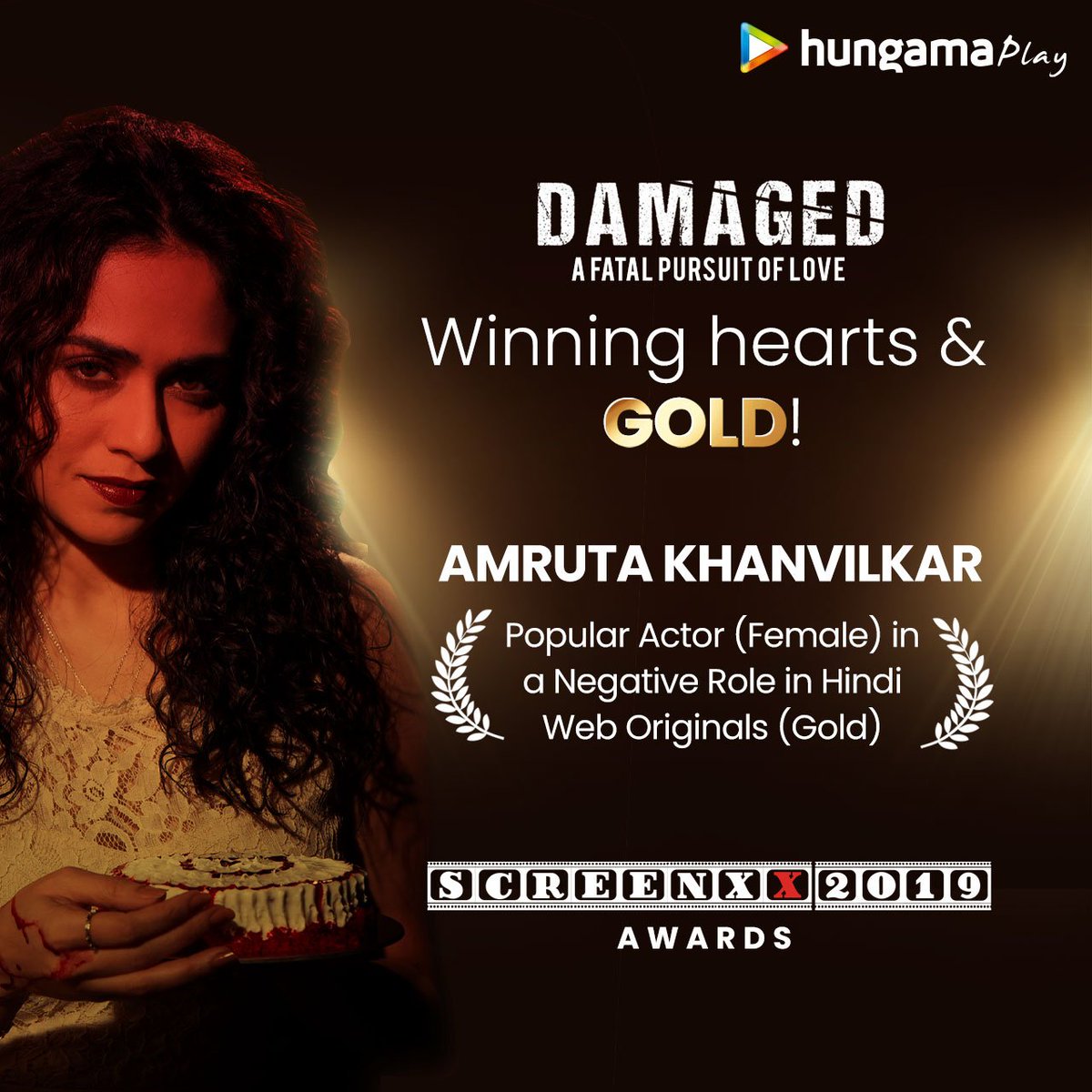 Bollyhungama's tweet photo. Congratulations Vicky and Lovina ๐ Cheers to @AmrutaOfficial @karan009wahi @Hungama_Play #DamagedOnHungamaPlay #BarCodeOnHungamaPlay #Damged #BarCode #HungamaOriginals https://t.co/3VhBUqr1yh