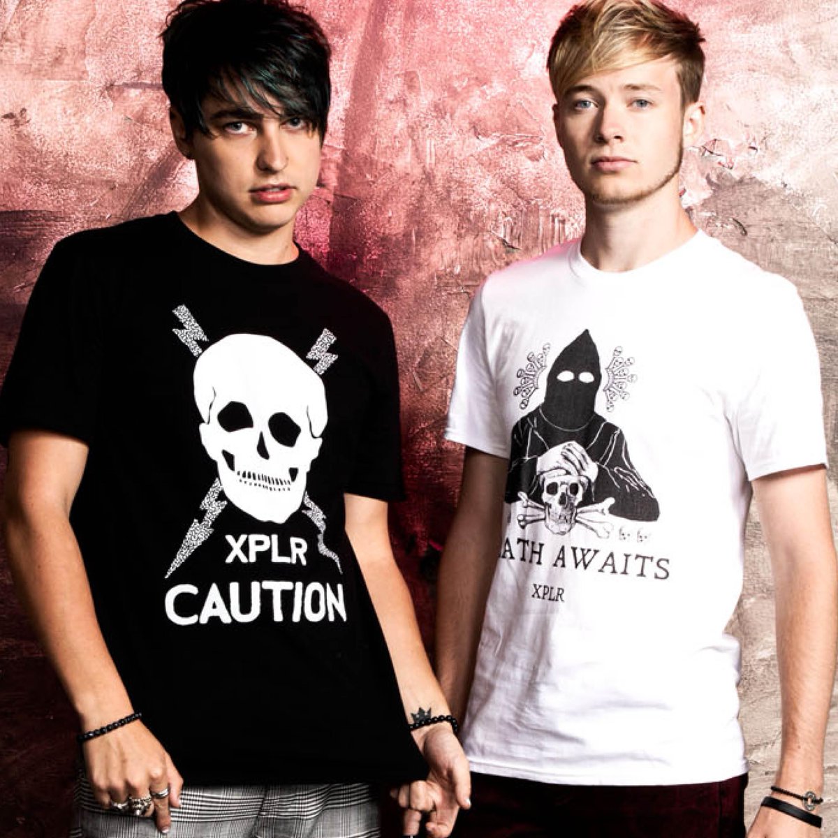 HotTopic's tweet photo. You asked for it: @SamandColby merch is here! Get your XPLR 🌎 merch available now, online only. https://t.co/tZWFrHYQI6 https://t.co/ulNL0UhHp0