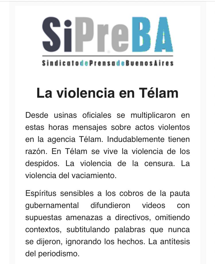 somostelam's tweet photo. La violencia en Télam por parte del Directorio y de @herlombardi no cesa. Llevamos más de un año luchando por la reincorporación de nuestrxs compañerxs y atravesando todo tipo de ataques. Ahora vemos una nueva avanzada de los que quisieron dejarnos sin trabajo y no pudieron. https://t.co/aIp4DKfU9H