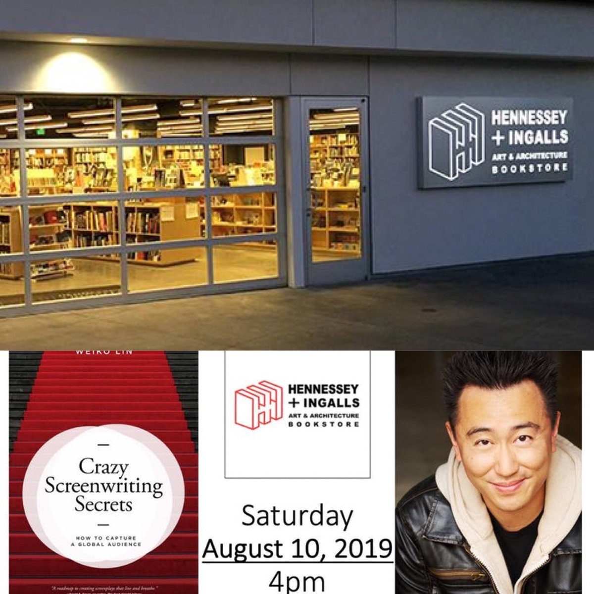 Today! 8/10 Sat <a href="/4pm/">4pm</a>, Last LA author event in dtLA #artsdistrict! It’s at one of LA’s most gorgeous book stores — Will be chatting all things screenwriting, story architecture, and culinary recipes for global films. 😊 <a href="/HennesseyIngals/">Hennessey + Ingalls</a> 
300 South Santa Fe Ave
LA, CA 90013