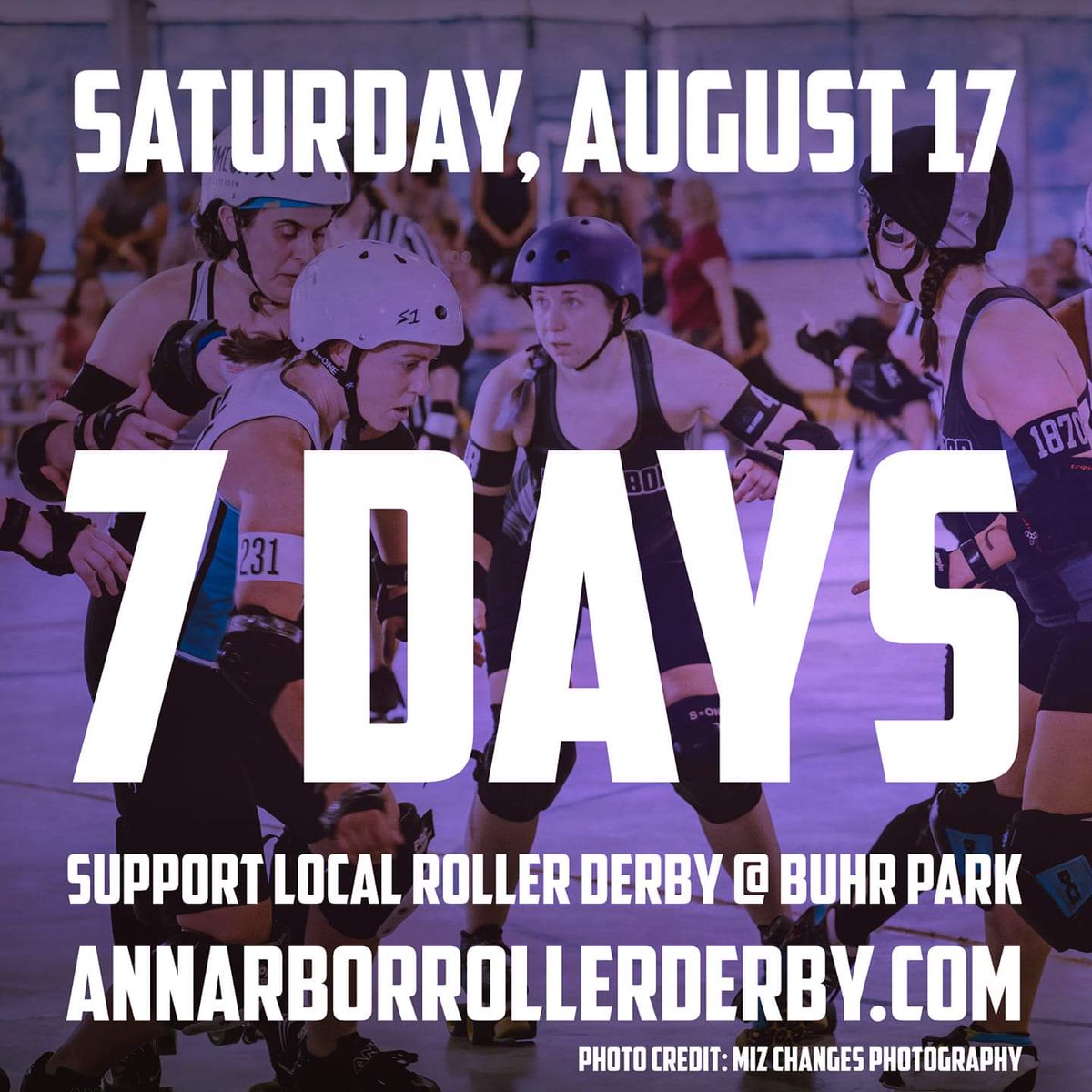 a2rollerderby's tweet photo. It's almost here! The last home bout of 2019! We meet again, @naptownrd 🚪doors at 5:30 🚨first game at 6 🎫 presale $10 https://t.co/li2pKJvZe9 https://t.co/tutUgDyHu7