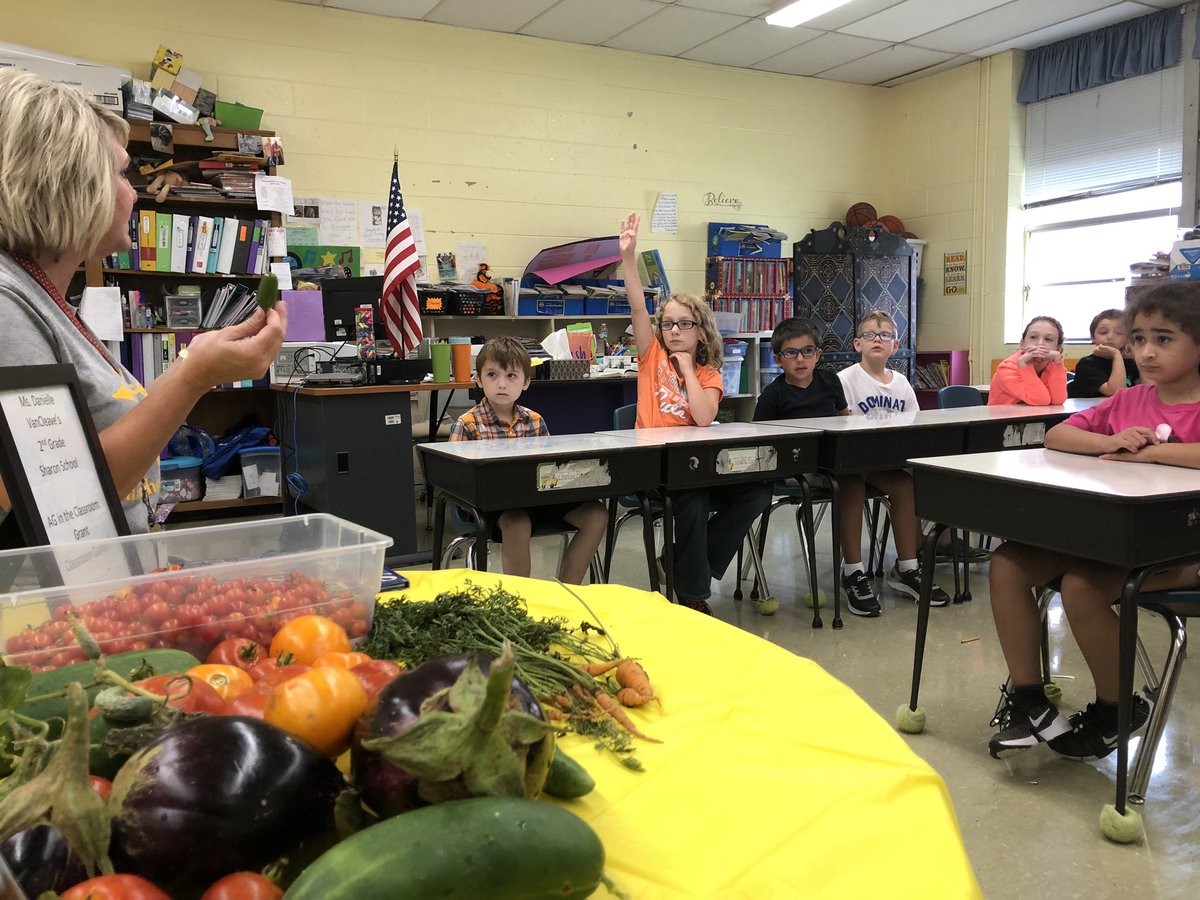 Second graders at #SharonSchool got a taste of the rewards from their sweat investment at their Friday harvest celebration. Teacher Danielle VanCleave oversaw planting project last spring. #FarmtoSchool #schoolfarm #WeakleyStrong